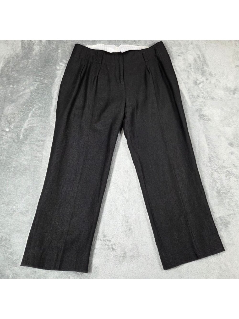 Red Valentino Pants Womens 6 Black Wool Linen Blend High Waist Cropped Trousers
